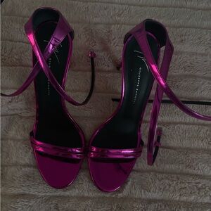 Giuseppe Zanotti Metallic Pink Strappy Heels